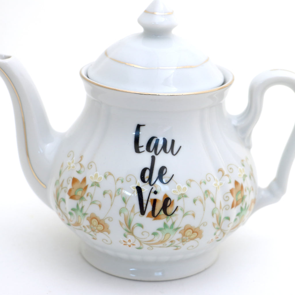 Vintage Eau de Vie teapot, upcycled