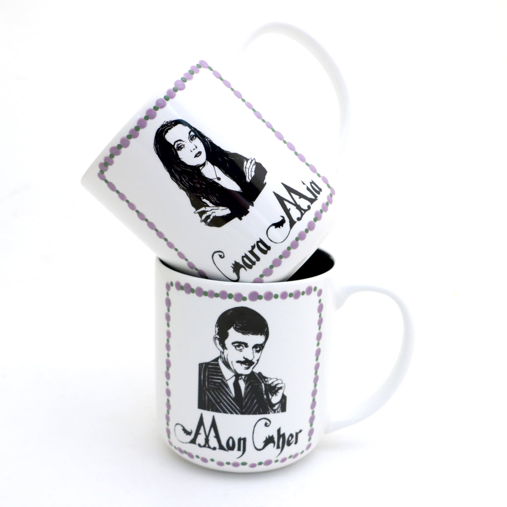 The Addams Family - 16 oz.  Gomez and Morticia Mug Set, Halloween wedding