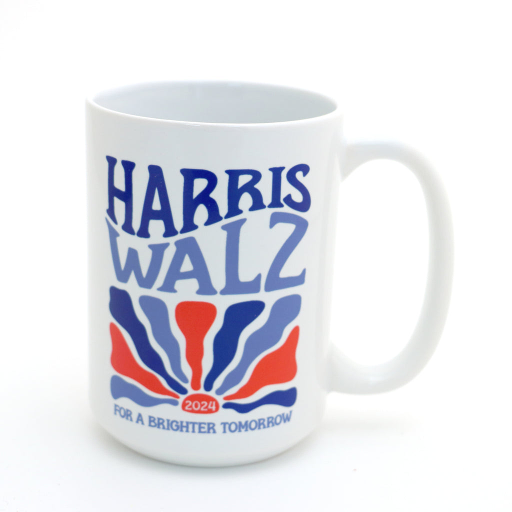 Brighter Tomorrow Kamala Harris Tim Walz mug, Joyful warrior, political gift