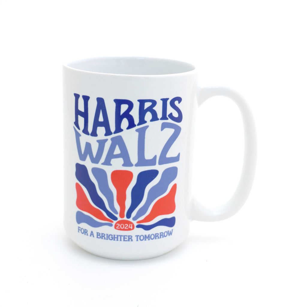 Brighter Tomorrow Kamala Harris Tim Walz mug, Joyful warrior, political gift