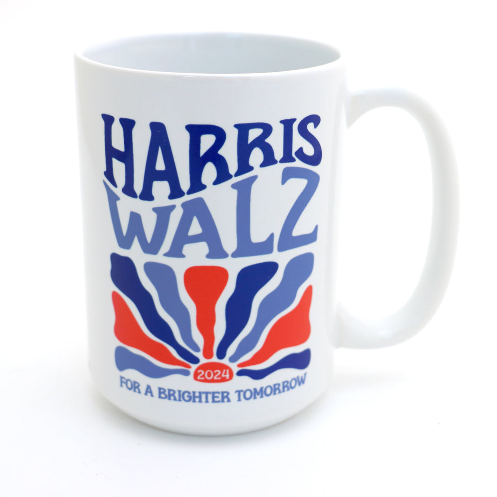 Brighter Tomorrow Kamala Harris Tim Walz mug, Joyful warrior, political gift