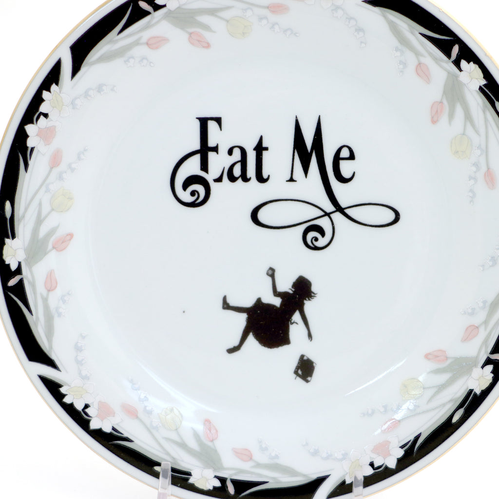 Eat Me, sandwich plate,  Alice in Wonderland Funny plate, vintage upcycled