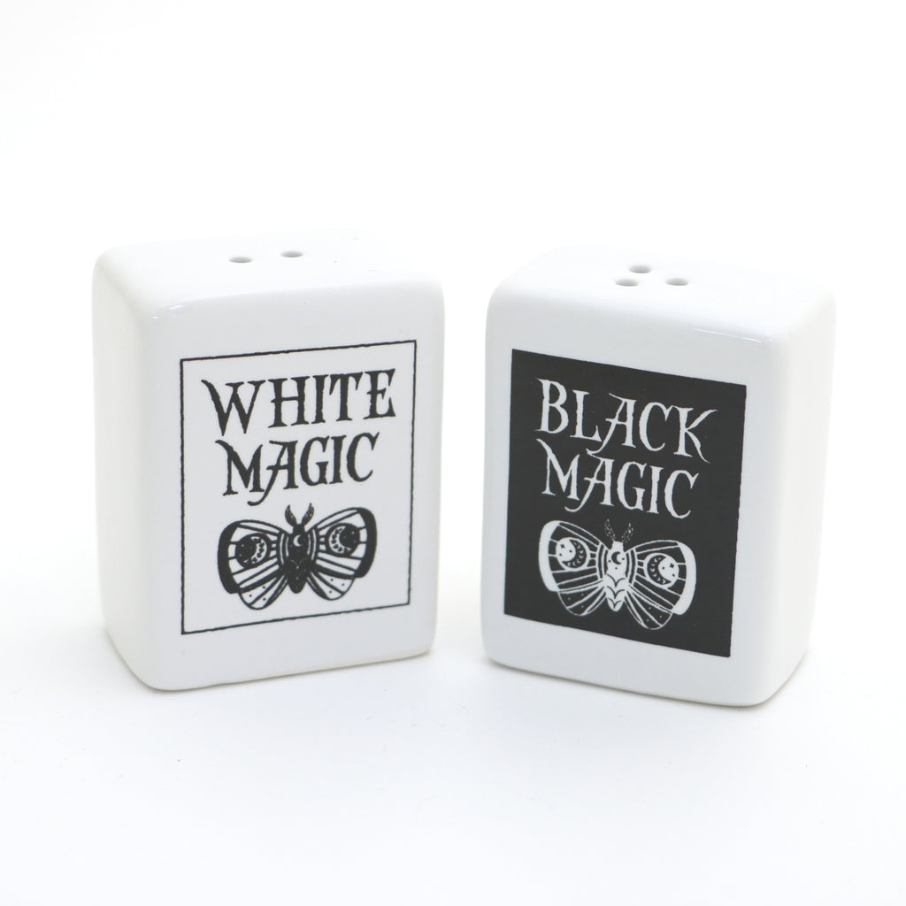 Black Magic White Magic salt and pepper shakers, Celestial magical gifts