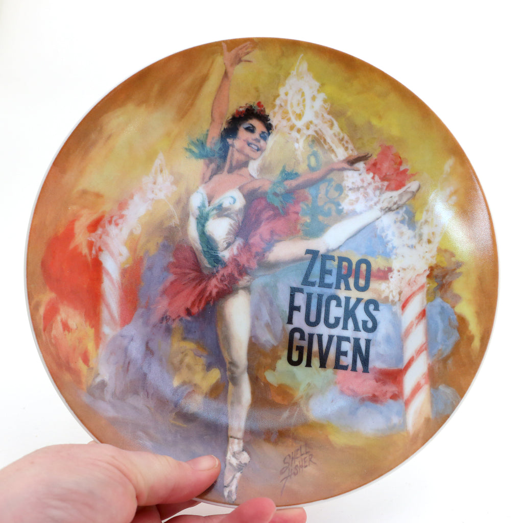 Zero F's ballerina, vintage plate,  Dirty Dishes Collection