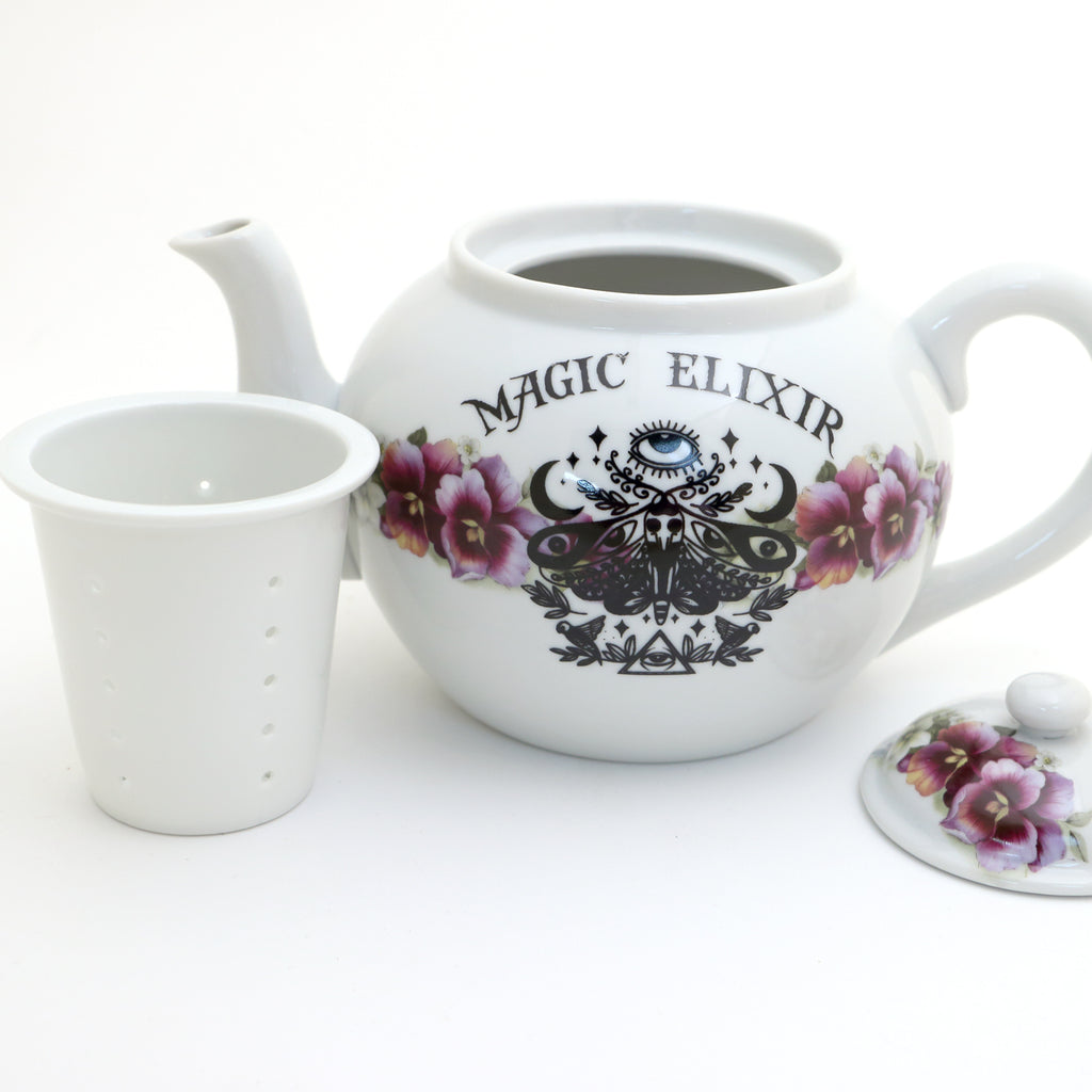 Magic Elixir vintage upcycled teapot with violets