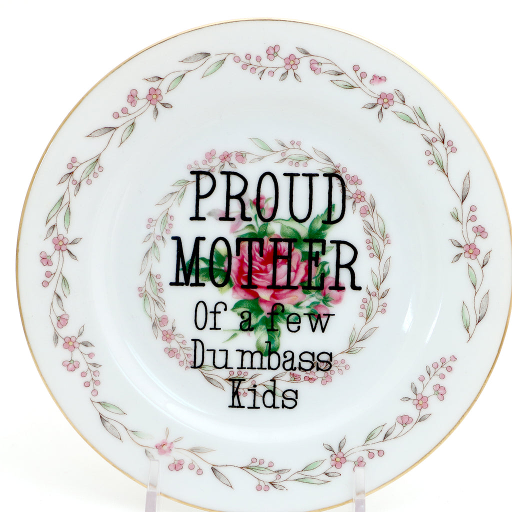 Proud Mother plate, Funny vintage upcycled kitchen art