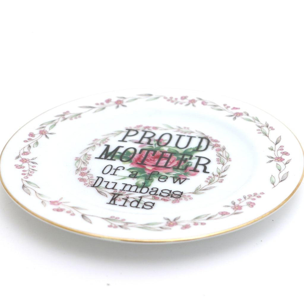 Proud Mother plate, Funny vintage upcycled kitchen art