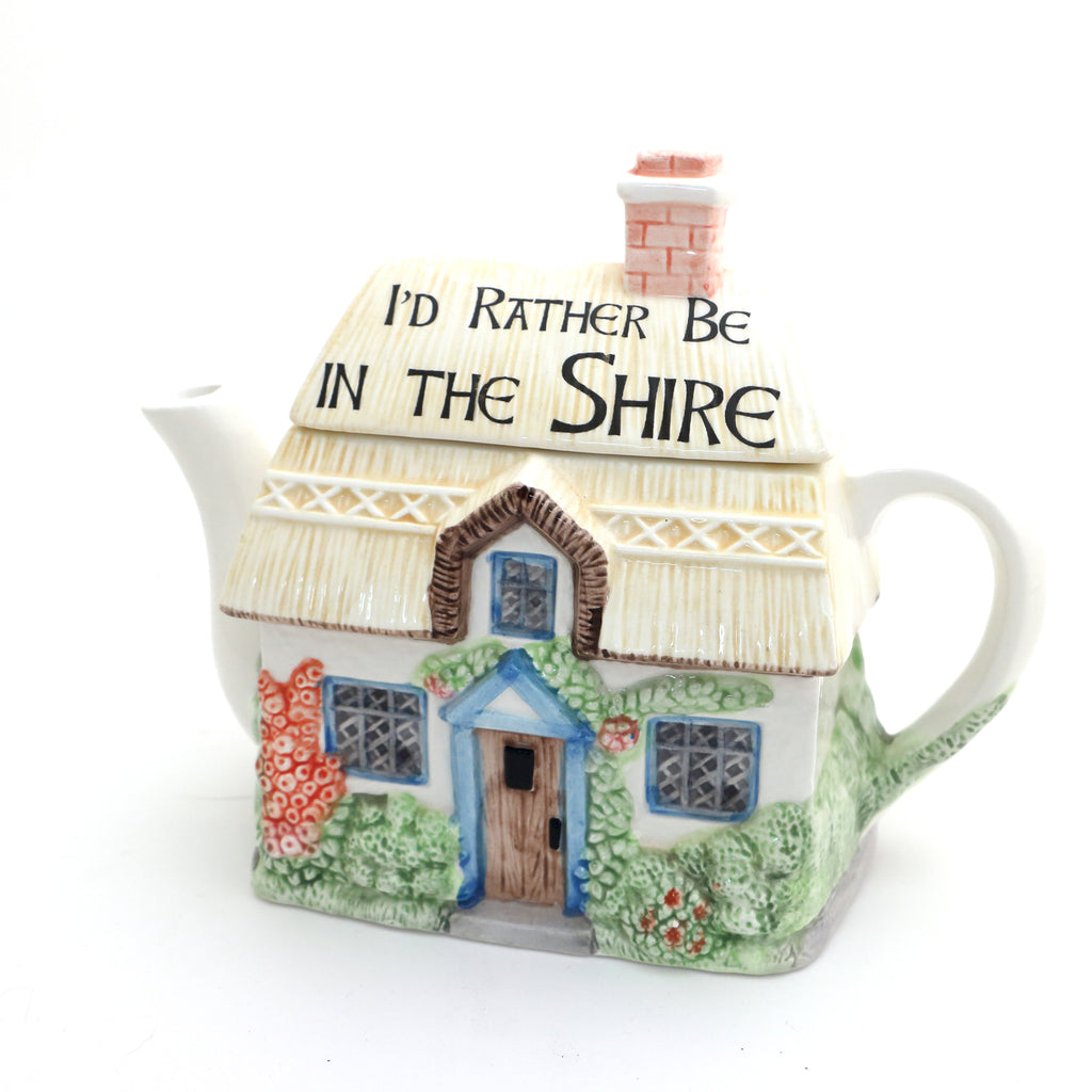 Hobbit Teapot, I'd Rather Be in the Shire, Vintage Upcycled