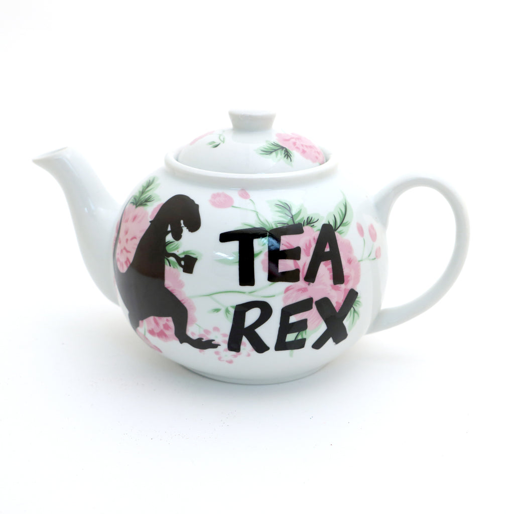 Tea Rex Dinosaur Teapot - Vintage upcycled with flowers