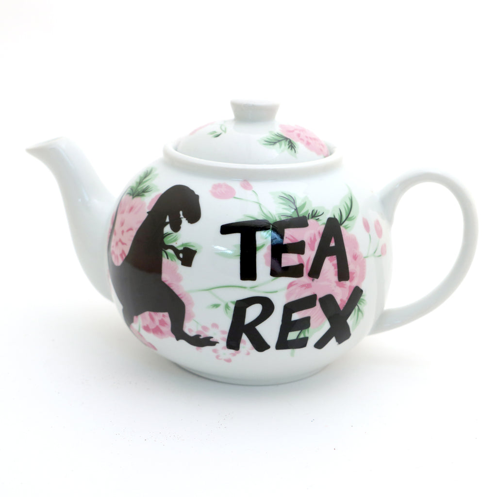 Tea Rex Dinosaur Teapot - Vintage upcycled with flowers