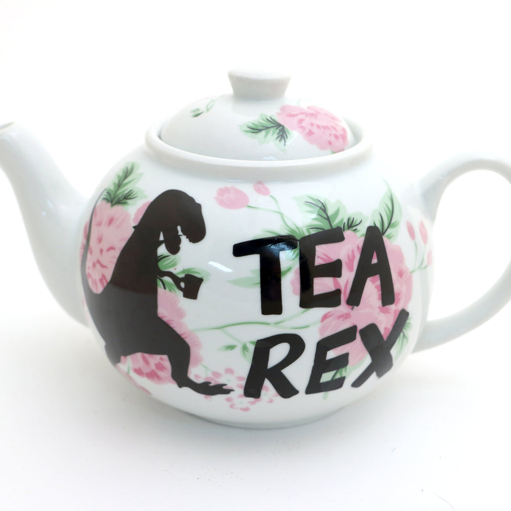 Tea Rex Dinosaur Teapot - Vintage upcycled with flowers