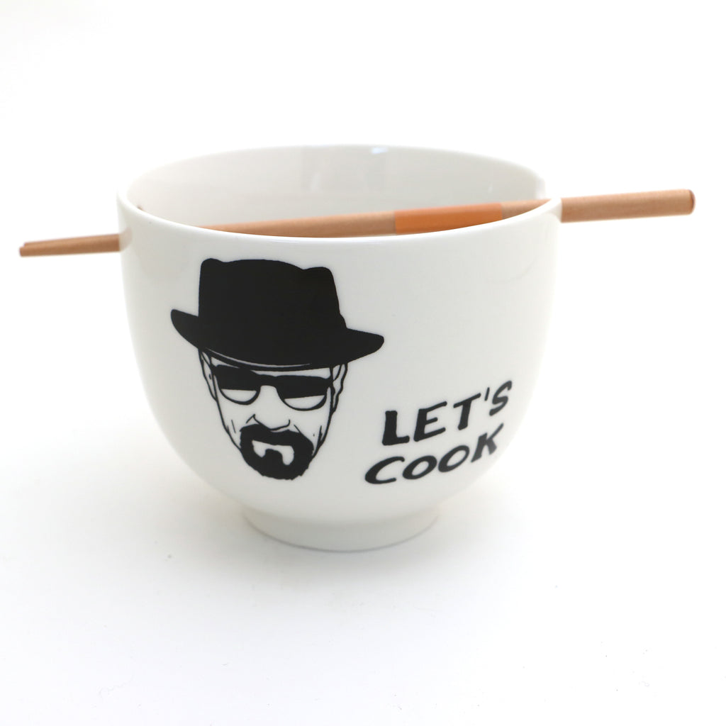 Let's Cook Breaking Bad Chopstick Bowl, funny ramen bowl, noodle bowl with chopsticks