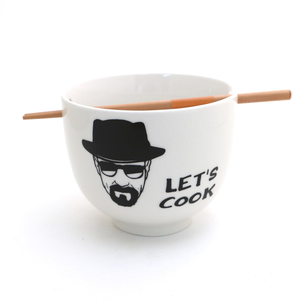 Let's Cook Breaking Bad Chopstick Bowl, funny ramen bowl, noodle bowl with chopsticks