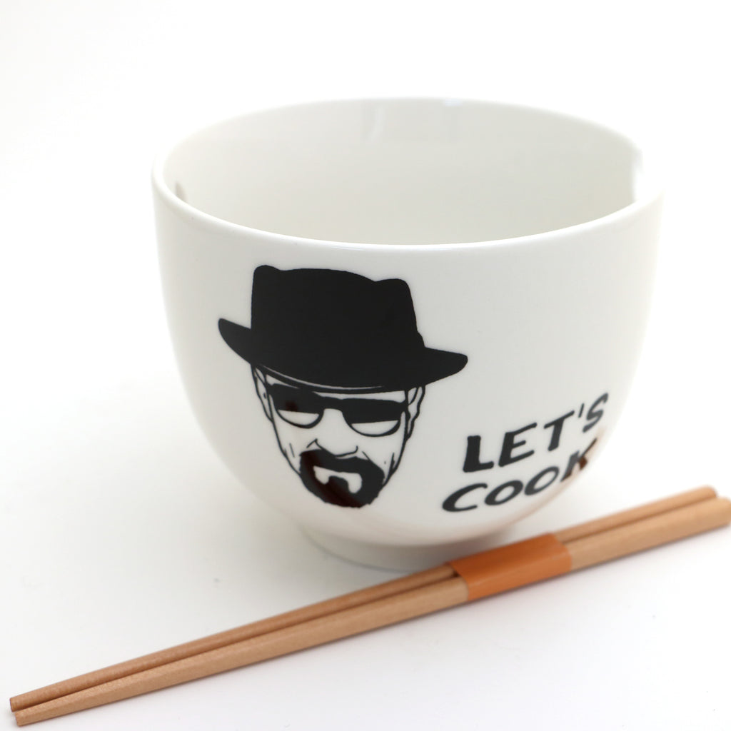 Let's Cook Breaking Bad Chopstick Bowl, funny ramen bowl, noodle bowl with chopsticks