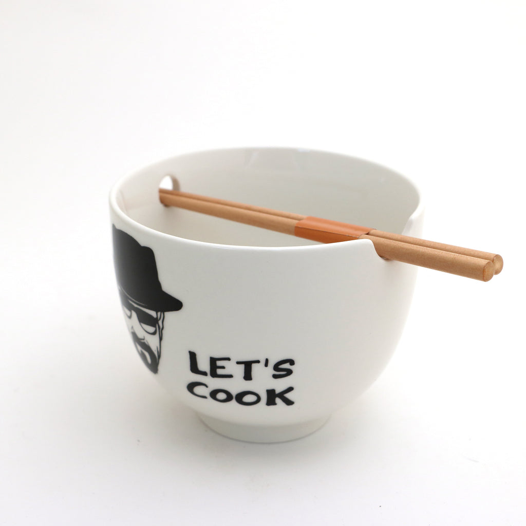 Let's Cook Breaking Bad Chopstick Bowl, funny ramen bowl, noodle bowl with chopsticks