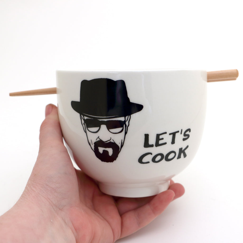 Let's Cook Breaking Bad Chopstick Bowl, funny ramen bowl, noodle bowl with chopsticks