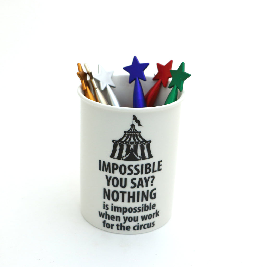 Impossible? Not if you work for the Circus pen and pencil cup, funny gift for co worker, can add pens