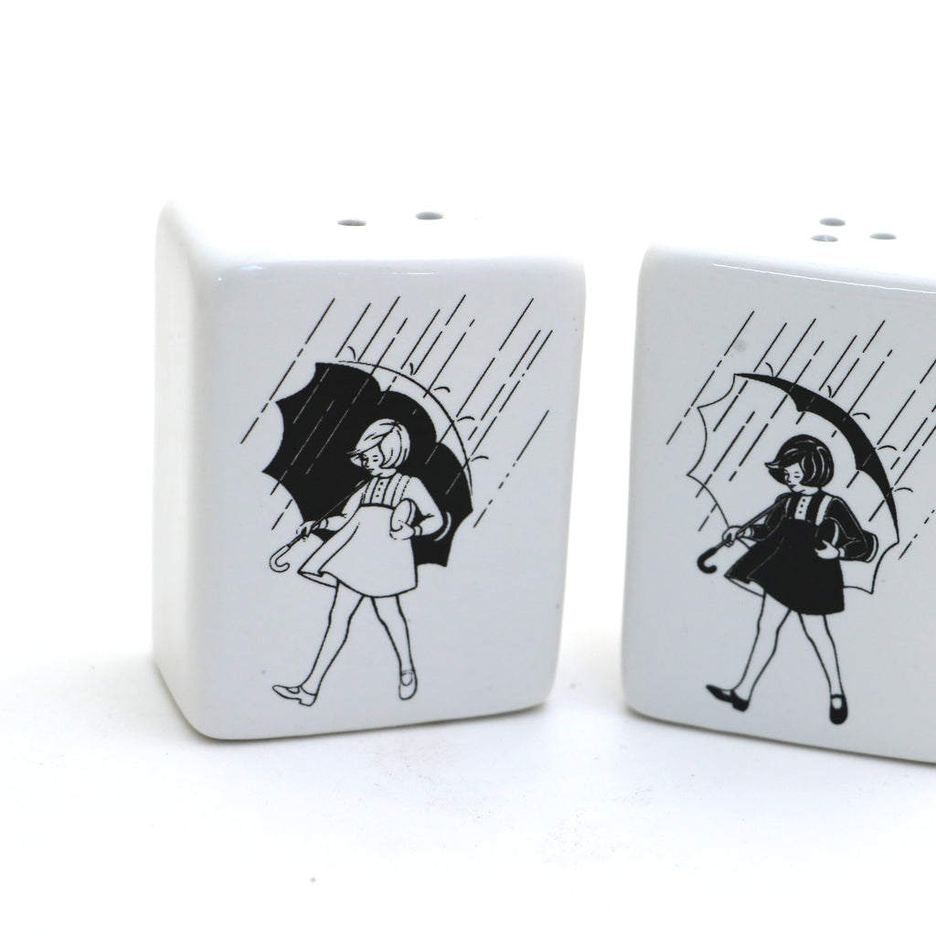 Morton's salt and pepper, vintage image on shakers, gift for cook