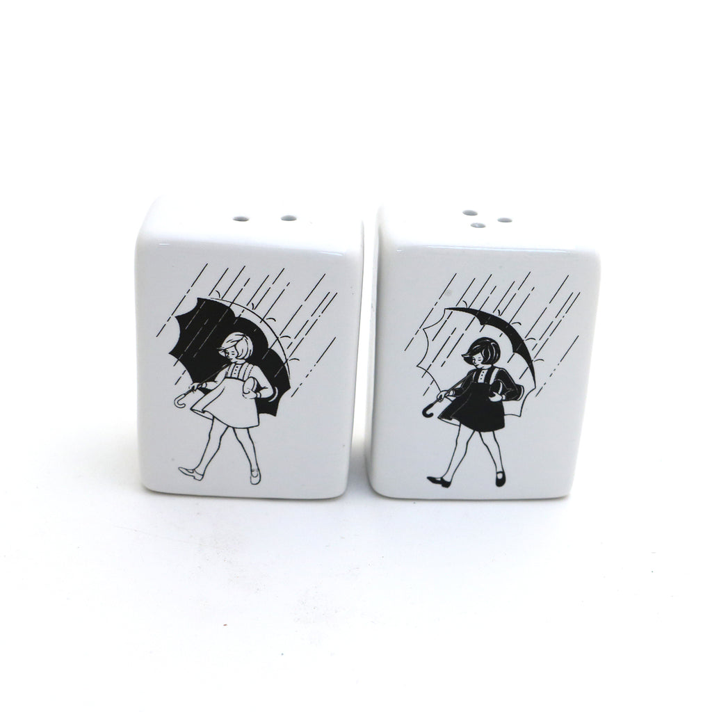 Morton's salt and pepper, vintage image on shakers, gift for cook