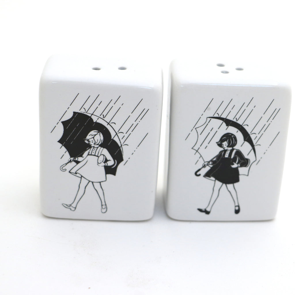 Morton's salt and pepper, vintage image on shakers, gift for cook