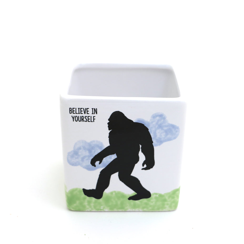 Bigfoot planter, square container, whimsical woodland decor
