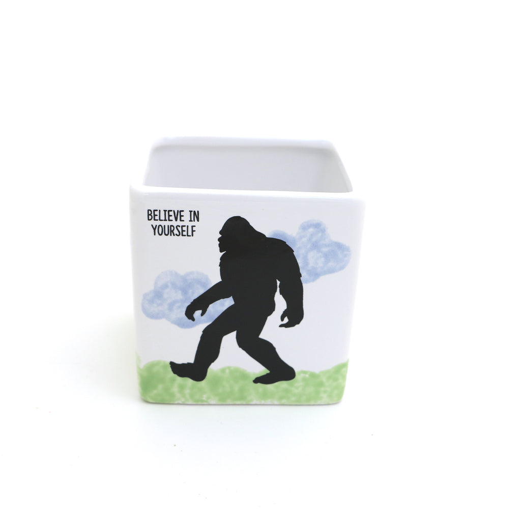 Bigfoot planter, square container, whimsical woodland decor