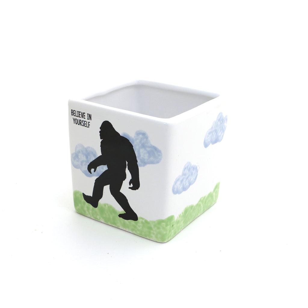 Bigfoot planter, square container, whimsical woodland decor