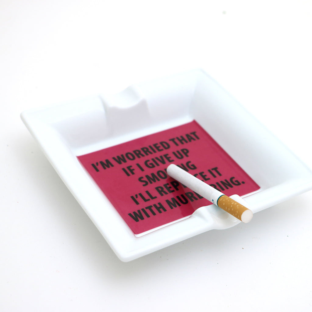 Ceramic Ashtray, Smoking or Murder, funny ashtray