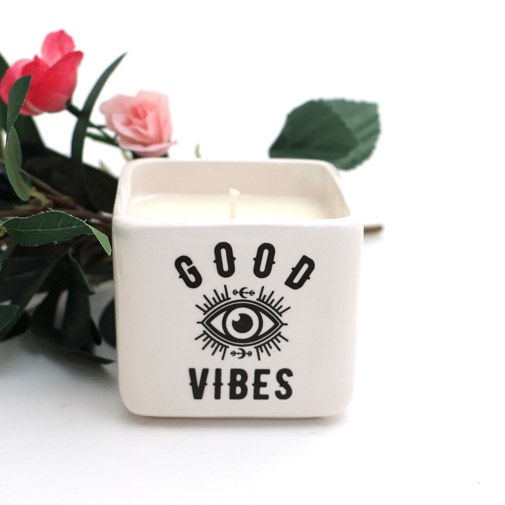 Good Vibes scented candle, hand poured soy candle, third eye chakra, intention setting