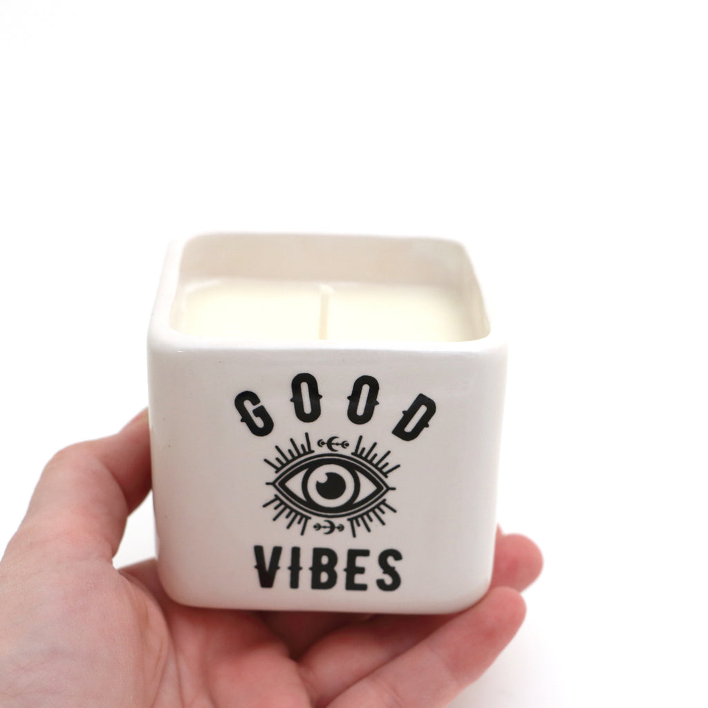 Good Vibes scented candle, hand poured soy candle, third eye chakra, intention setting