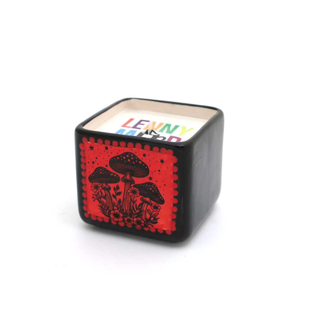 Red mushroom scented candle, hand poured soy candle, witchy celestial