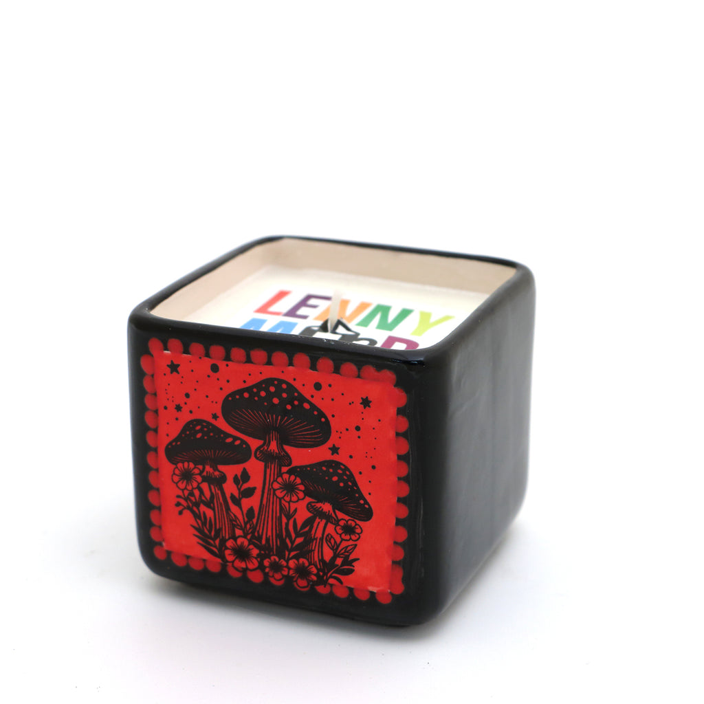 Red mushroom scented candle, hand poured soy candle, witchy celestial