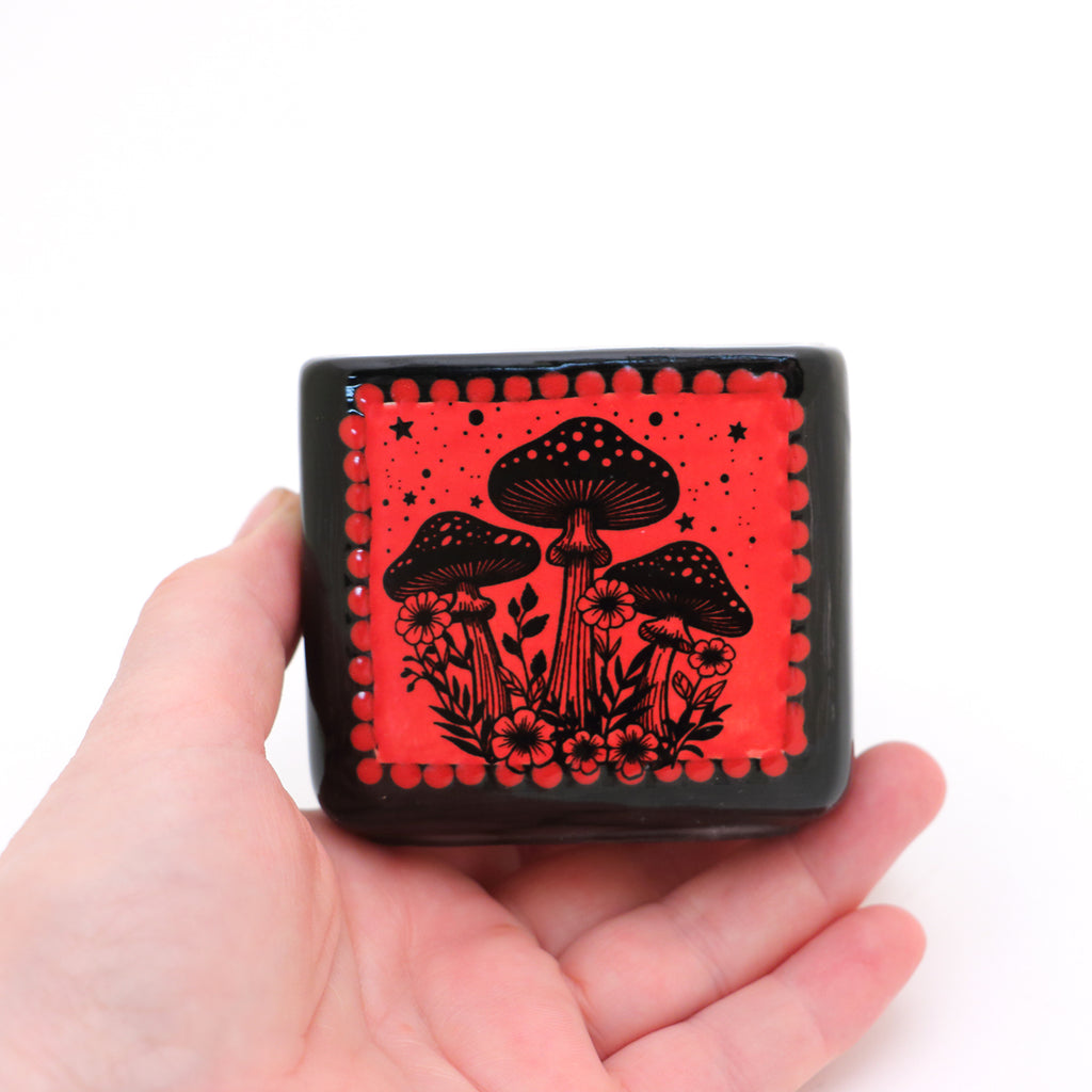 Red mushroom scented candle, hand poured soy candle, witchy celestial
