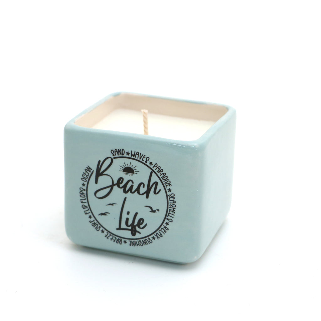 Beach Life unscented candle, hand poured soy candle