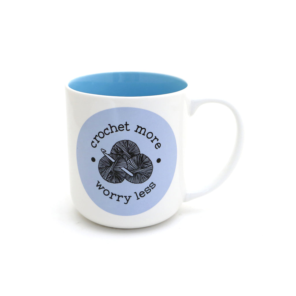 Crochet mug ,Crochet More Worry Less, gift for maker