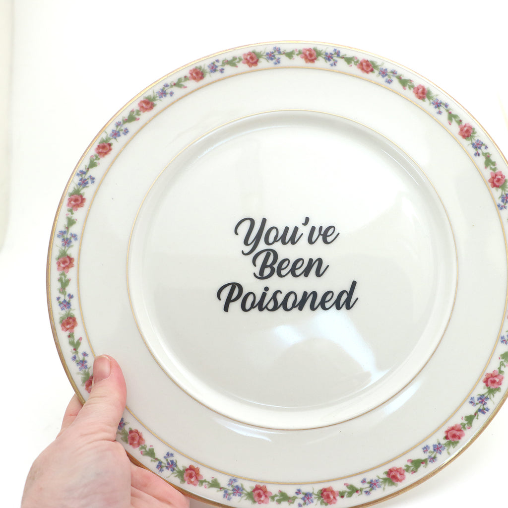 You've Been Poisoned, Funny plate, vintage upcycled 10.5 inch dinner plate