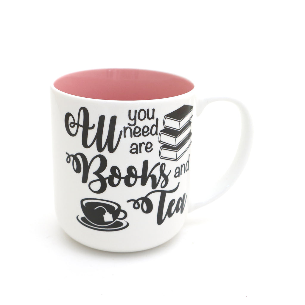 Books and Tea mug, All you Need are books and tea, reading mug