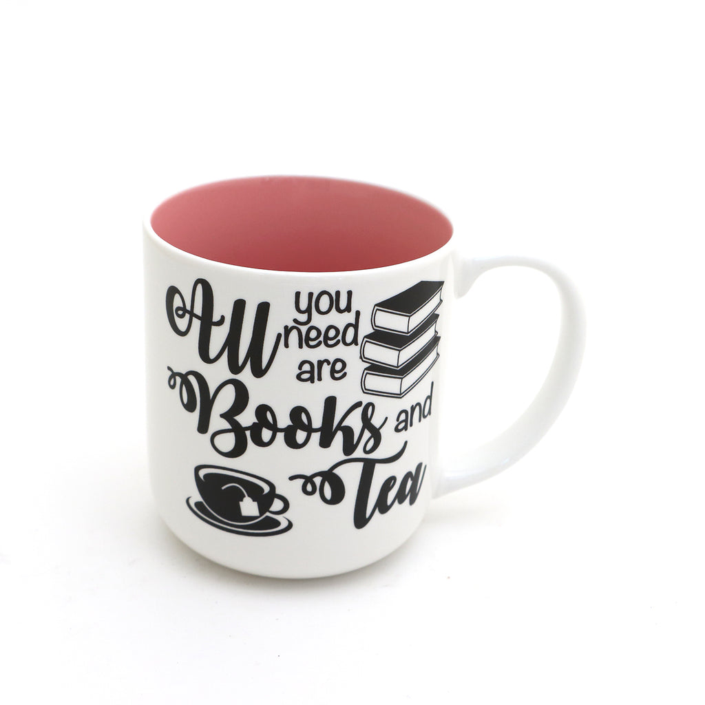 Books and Tea mug, All you Need are books and tea, reading mug