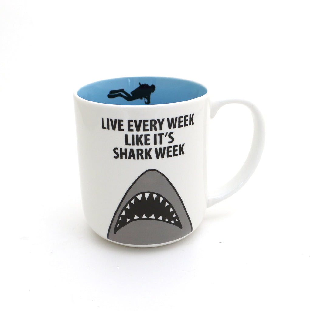 Shark Mug, Shark and Diver, Live Every Week, beach ocean nautical gifts