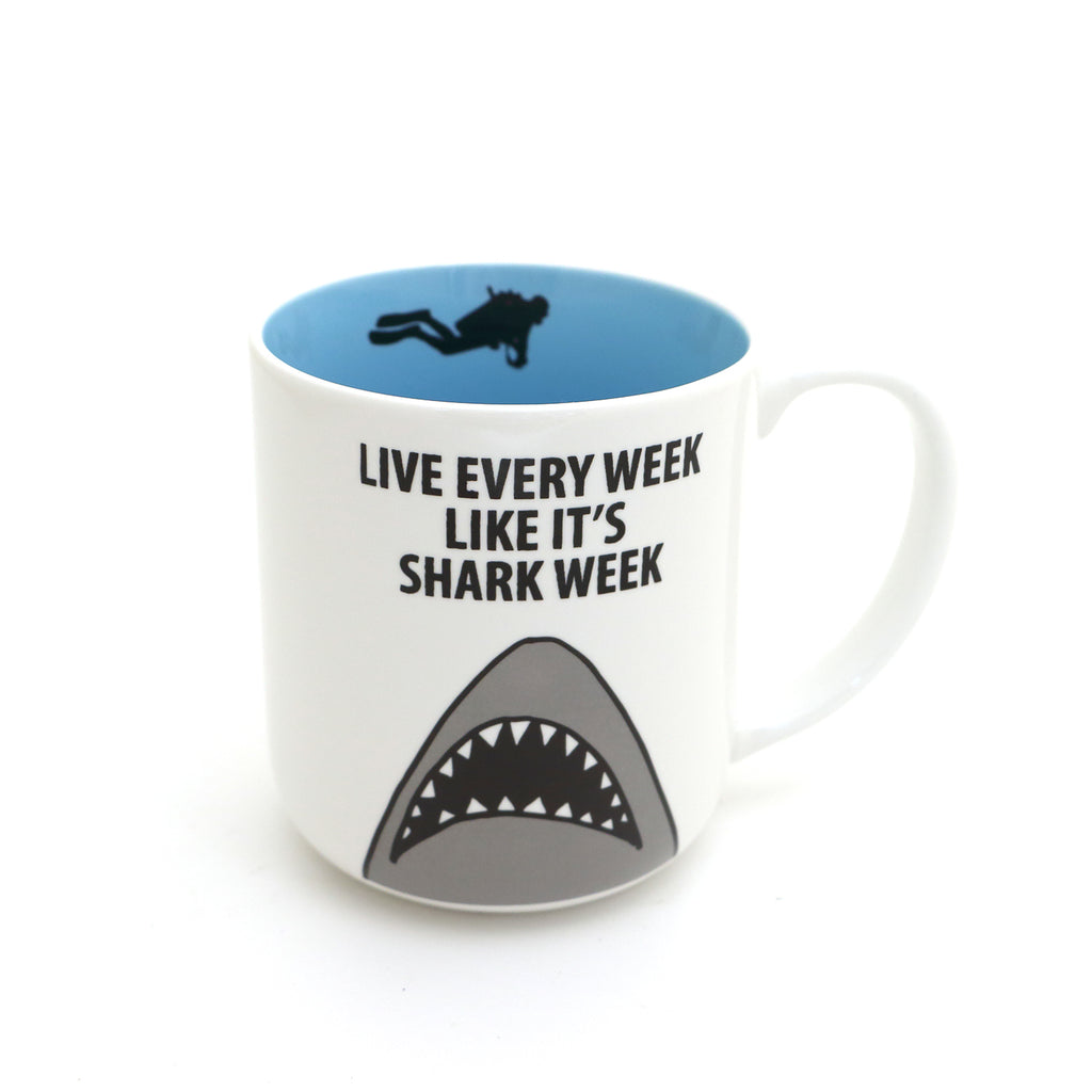 Shark Mug, Shark and Diver, Live Every Week, beach ocean nautical gifts