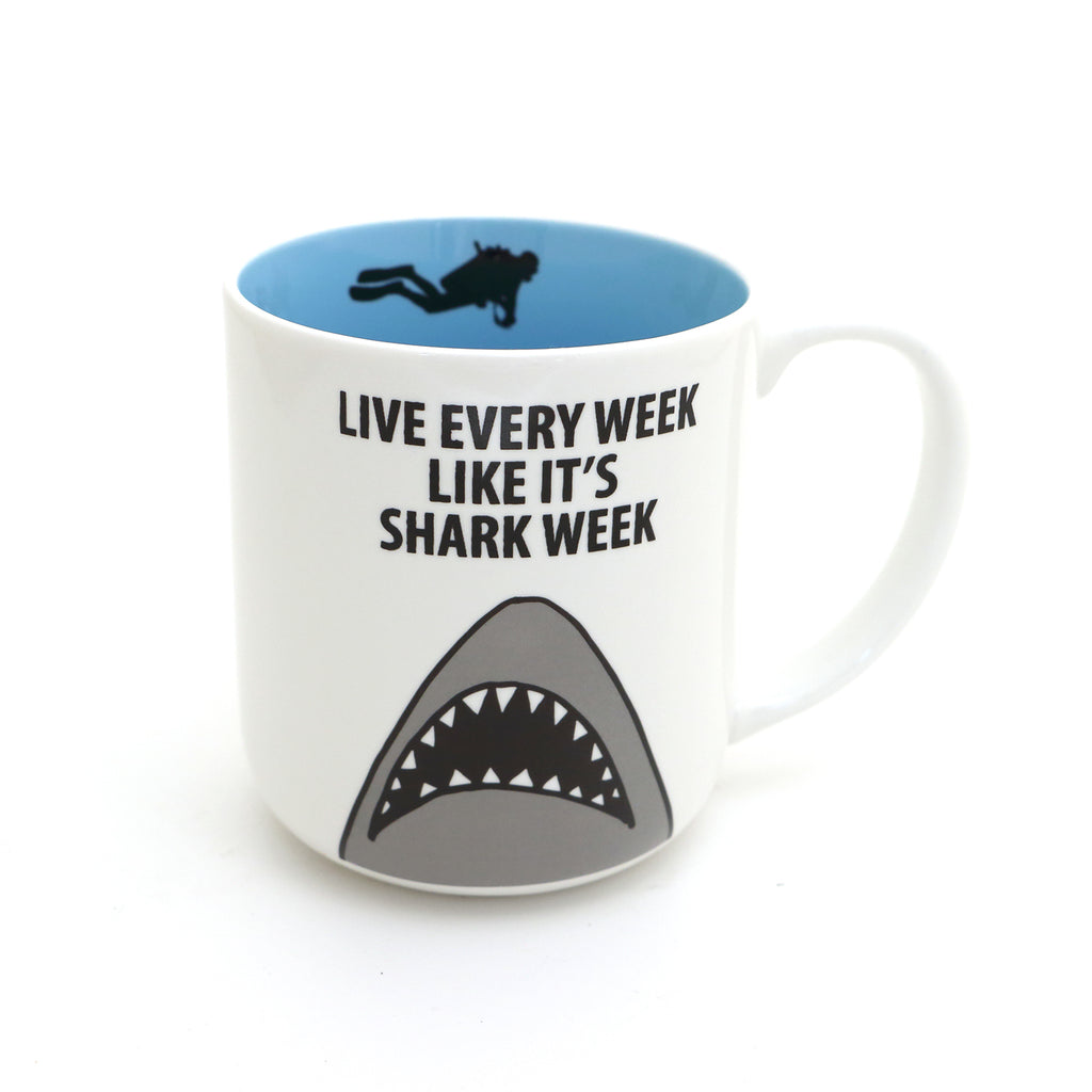 Shark Mug, Shark and Diver, Live Every Week, beach ocean nautical gifts