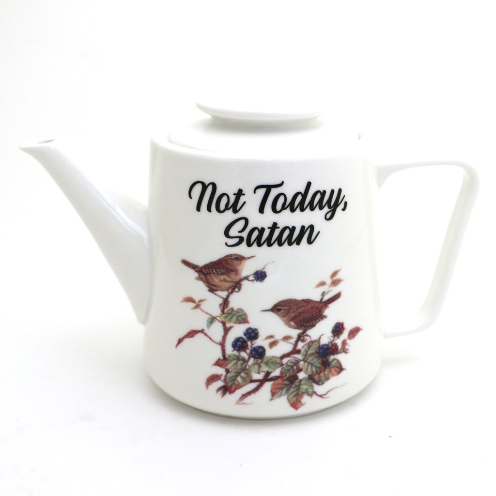 No Today Satan teapot, Birds, porcelain, Funny teapot
