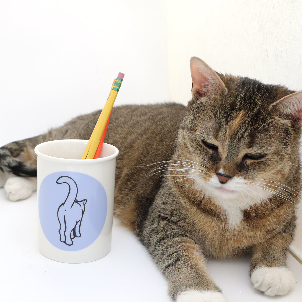 Pen and pencil holder, cat butt, brush cup or small vase, cat lover gift