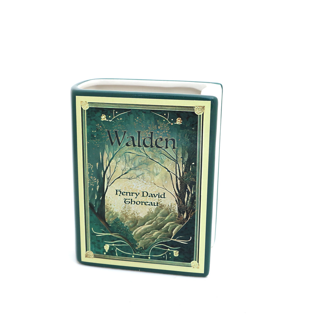 Walden book vase, pencil holder, ceramic book shaped, classic novel