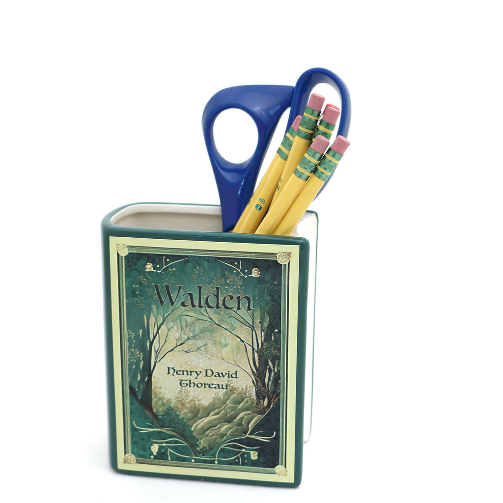 Walden book vase, pencil holder, ceramic book shaped, classic novel