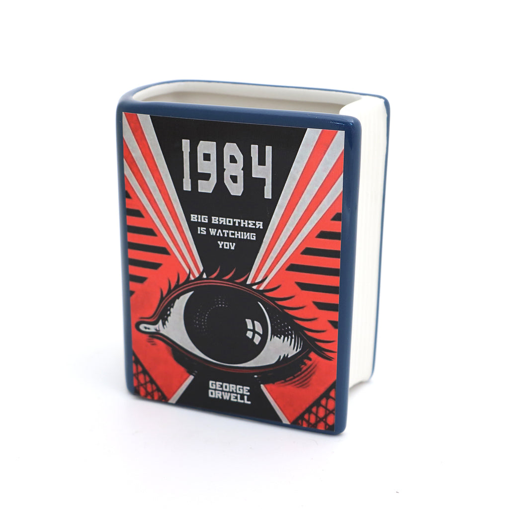 1984 book vase, pencil holder, ceramic book shaped, classic novel