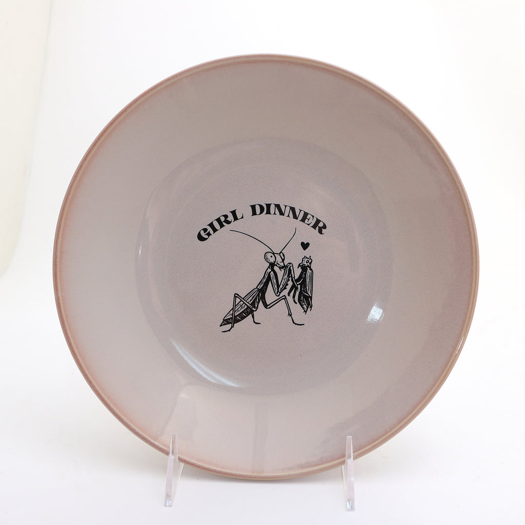 Girl Dinner snack bowl, large pink cute serving bowl