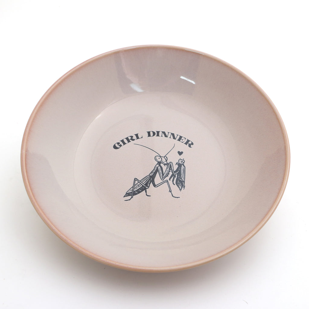 Girl Dinner snack bowl, large pink cute serving bowl