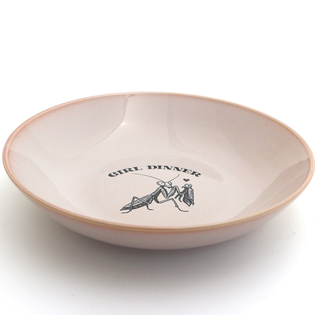 Girl Dinner snack bowl, large pink cute serving bowl
