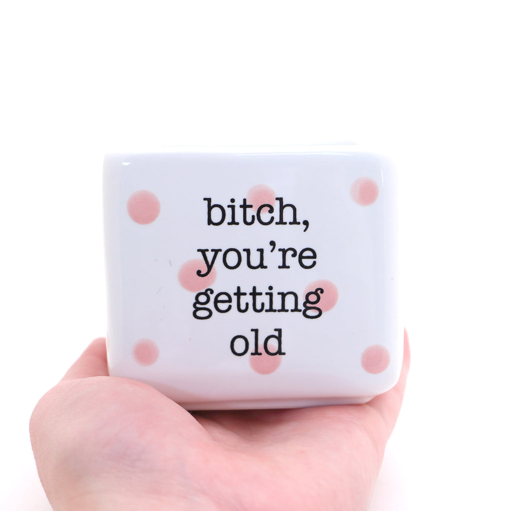 Mini planter or candle holder, Bitch you're Old, Birthday gift for her